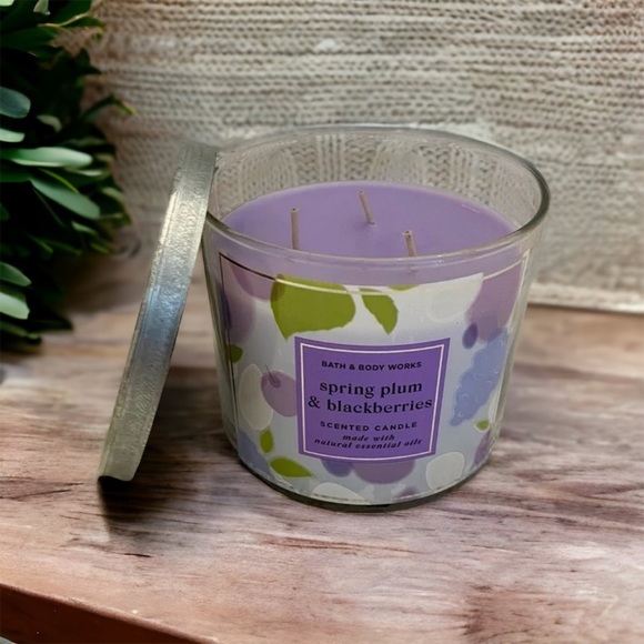 Bath & Body Works Accents Bath Body Works 3 Wick Candle Spring Plum